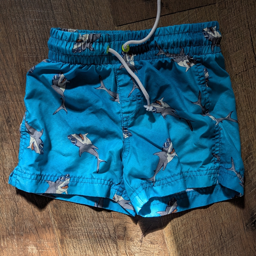 Shark Print Old Navy Blue Kids Swim Shorts